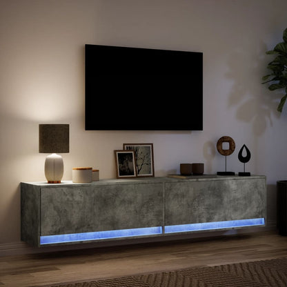 Mobile TV a Parete con LED Grigio Cemento 180x31x38 cm