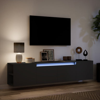 Mobile TV a Parete con LED Nero 180x31x39,5 cm