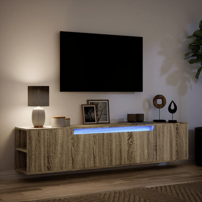 Mobile TV a Parete con LED Rovere Sonoma 180x31x39,5 cm