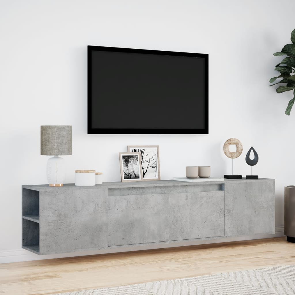 Mobile TV a Parete con LED Grigio Cemento 180x31x39,5 cm - homemem39