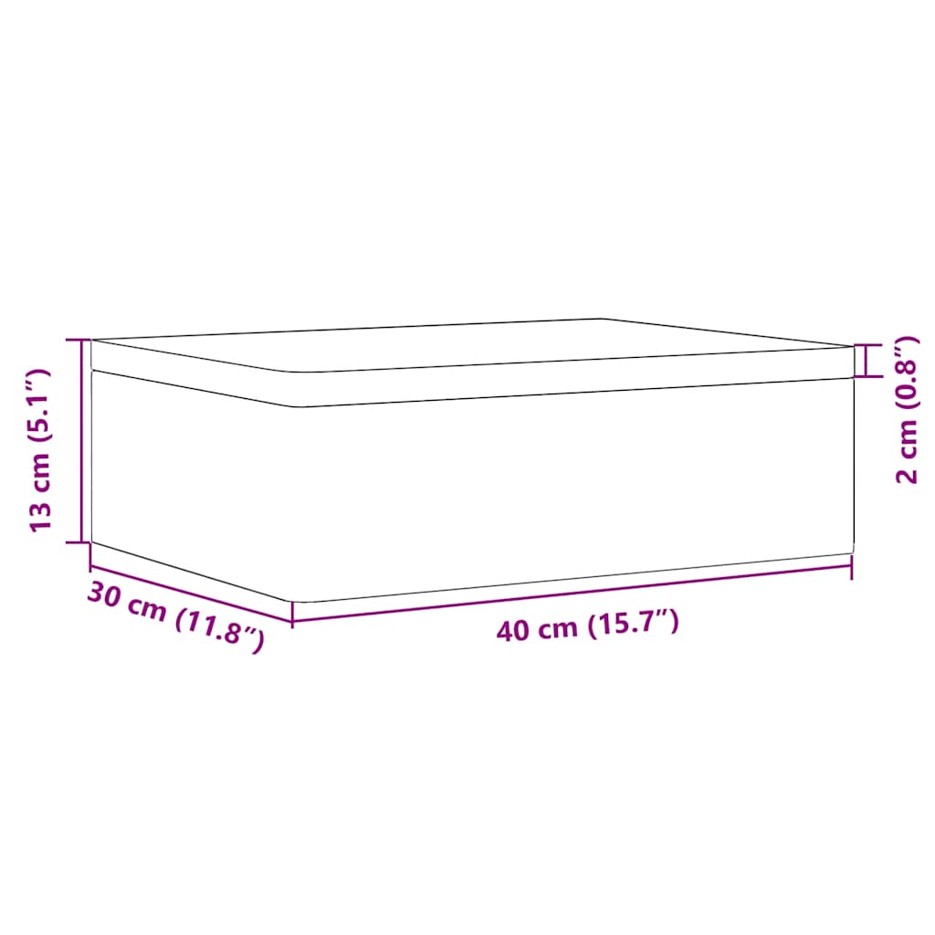 Scatola in Legno con Coperchio 40x30x13 cm Legno Massello Pino - homemem39