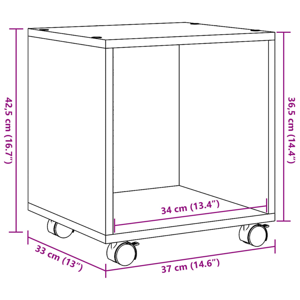 Mobiletto con Ruote Bianco 37x33x42,5 cm in Truciolato - homemem39