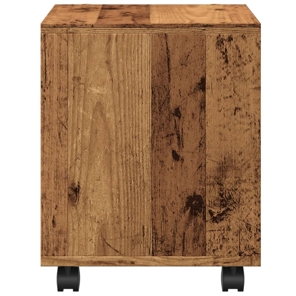 Mobiletto con Ruote Legno Antico 37x33x42,5 cm in Truciolato - homemem39