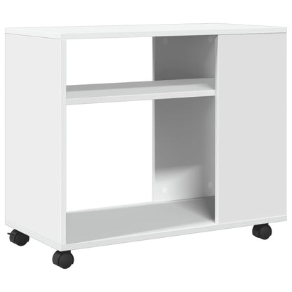 Tavolino con Ruote Bianco 70x35x60 cm in Truciolato - homemem39