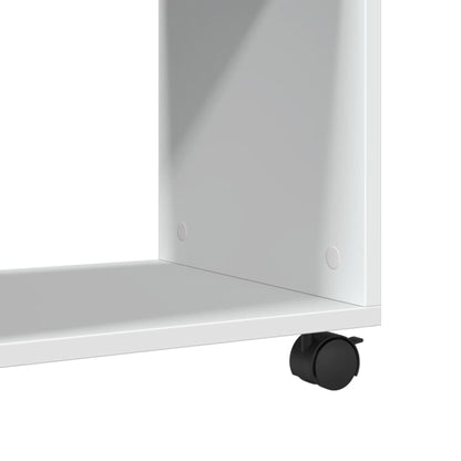 Tavolino con Ruote Bianco 70x35x60 cm in Truciolato - homemem39