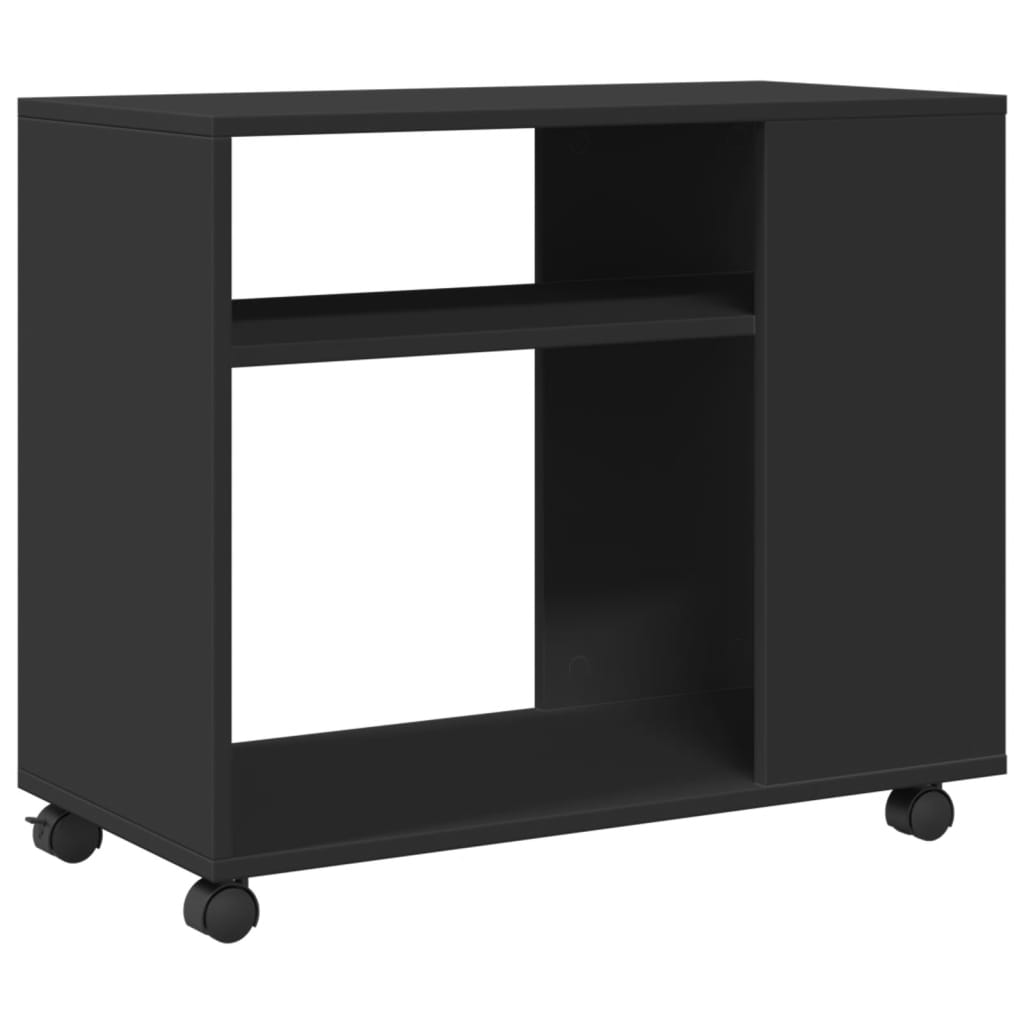 Tavolino con Ruote Nero 70x35x60 cm in Legno Multistrato - homemem39