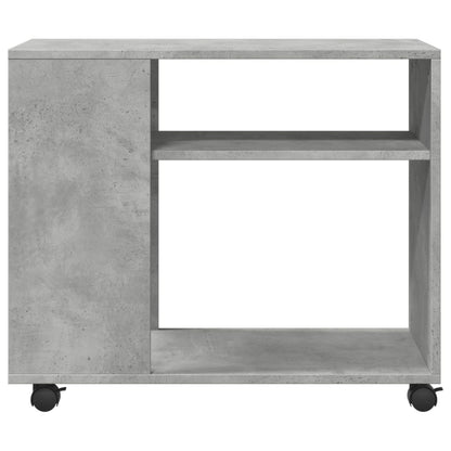 Tavolino con Ruote Grigio Cemento 70x35x60 cm in Truciolato - homemem39