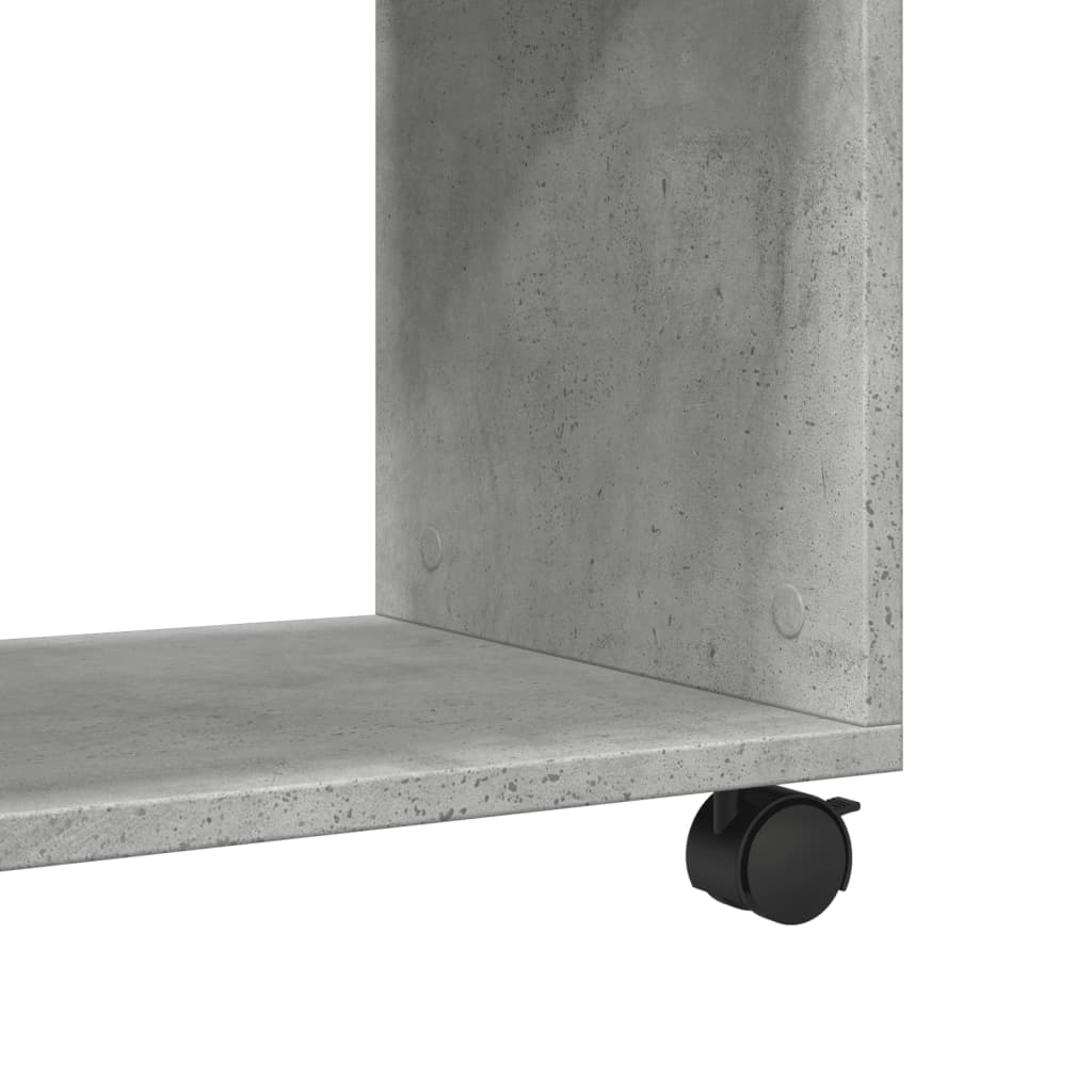 Tavolino con Ruote Grigio Cemento 70x35x60 cm in Truciolato - homemem39