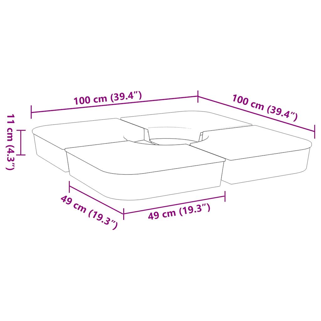 Set Base per Ombrellone 4 pz con Supporto a Croce 100 kg PP