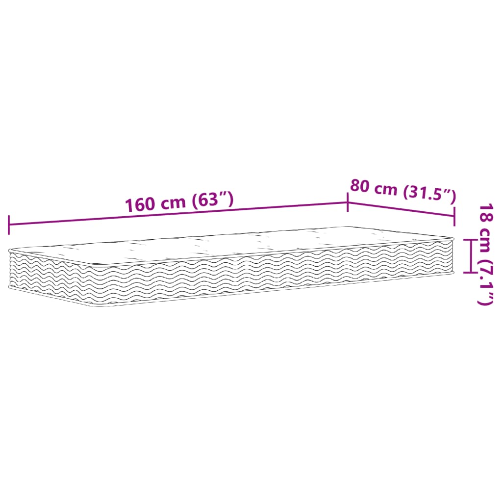 Materasso a Molle Bonnel per Bambini Medio 80x160 cm - homemem39