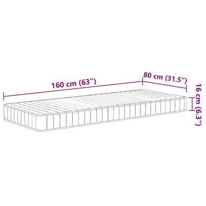 Materasso in Schiuma per Bambini Mediamente Morbido 80x160 cm