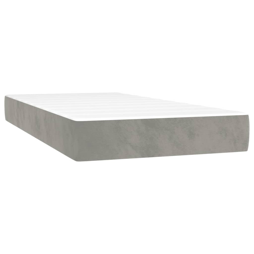 Materasso a Molle Grigio Chiaro 90x210x20 cm in Velluto - homemem39