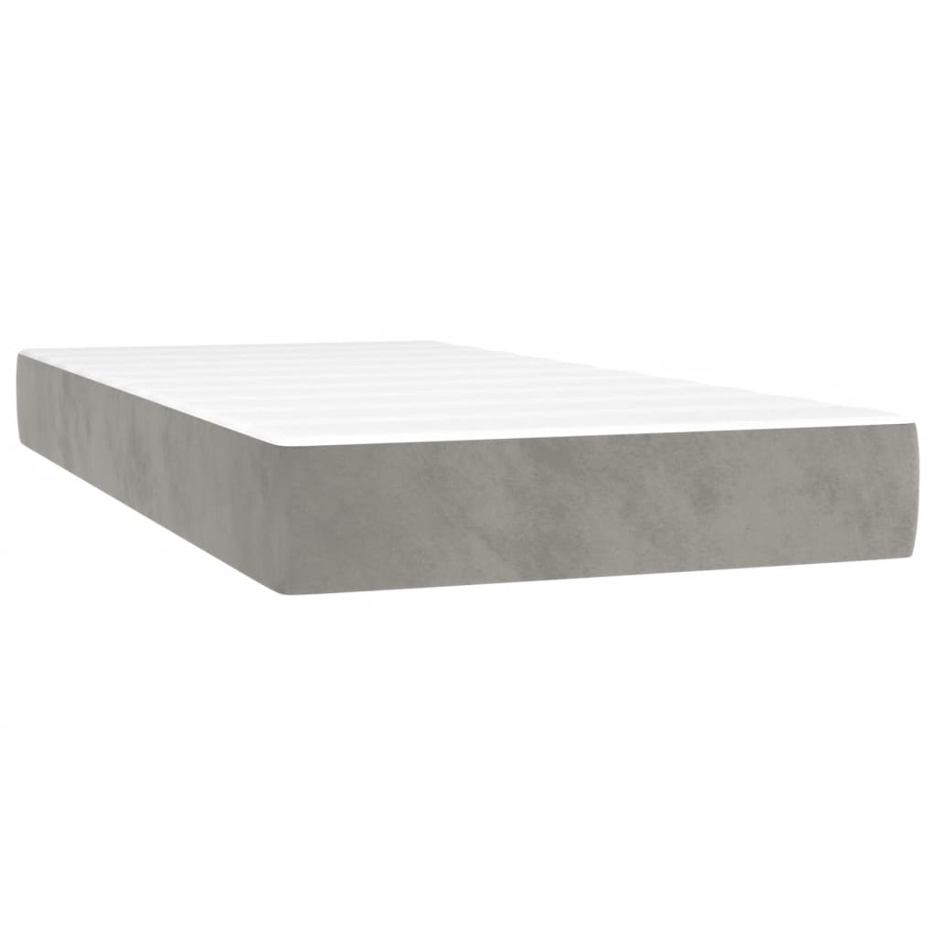 Materasso a Molle Grigio Chiaro 80x220x20 cm in Velluto - homemem39