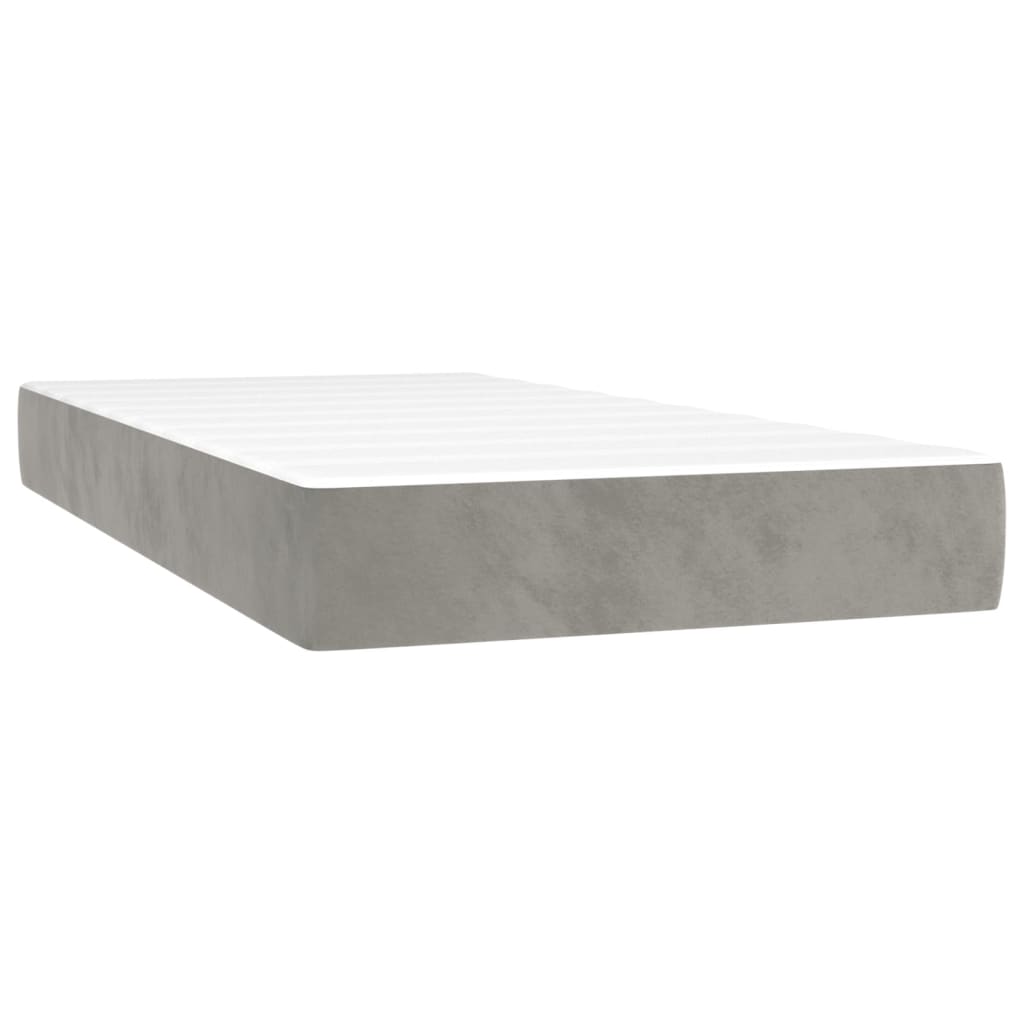 Materasso a Molle Grigio Chiaro 100x220x20 cm in Velluto - homemem39