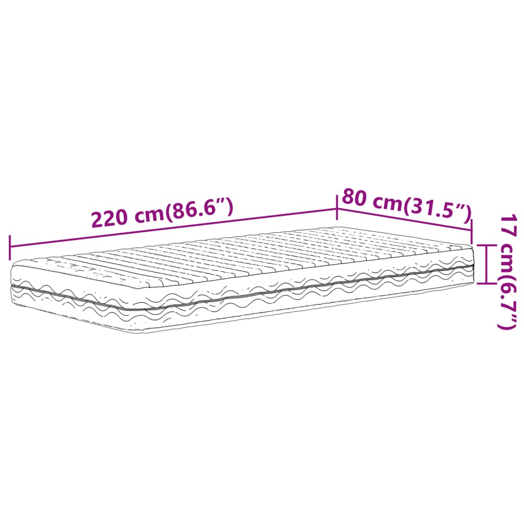 Materasso in Schiuma Bianco 80x220 cm Durezza H2 H3 - homemem39