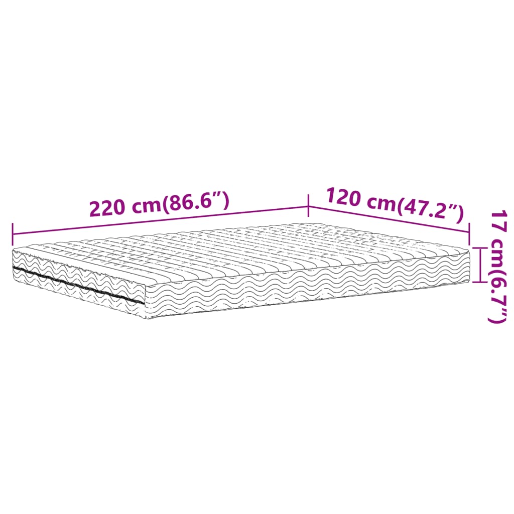 Materasso in Schiuma Bianco 120x220 cm Durezza H2 H3 - homemem39