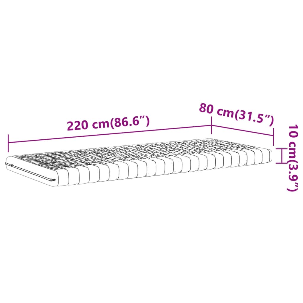 Materasso in Schiuma Bianco 80x220 cm 7 Zone Durezza 20 ILD - homemem39