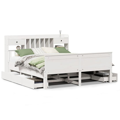 Letto Libreria senza Materasso Bianco 200x200 cm Legno di Pino