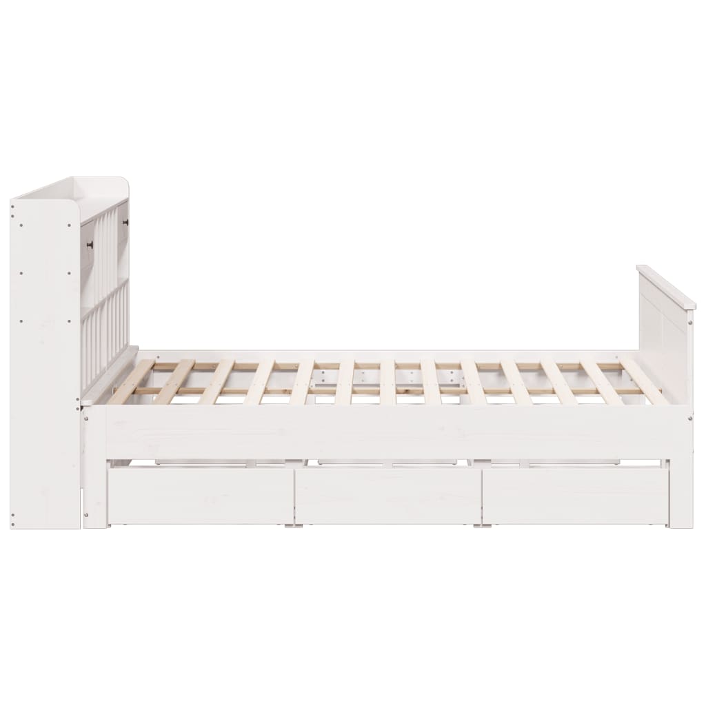 Letto Libreria senza Materasso Bianco 200x200 cm Legno di Pino