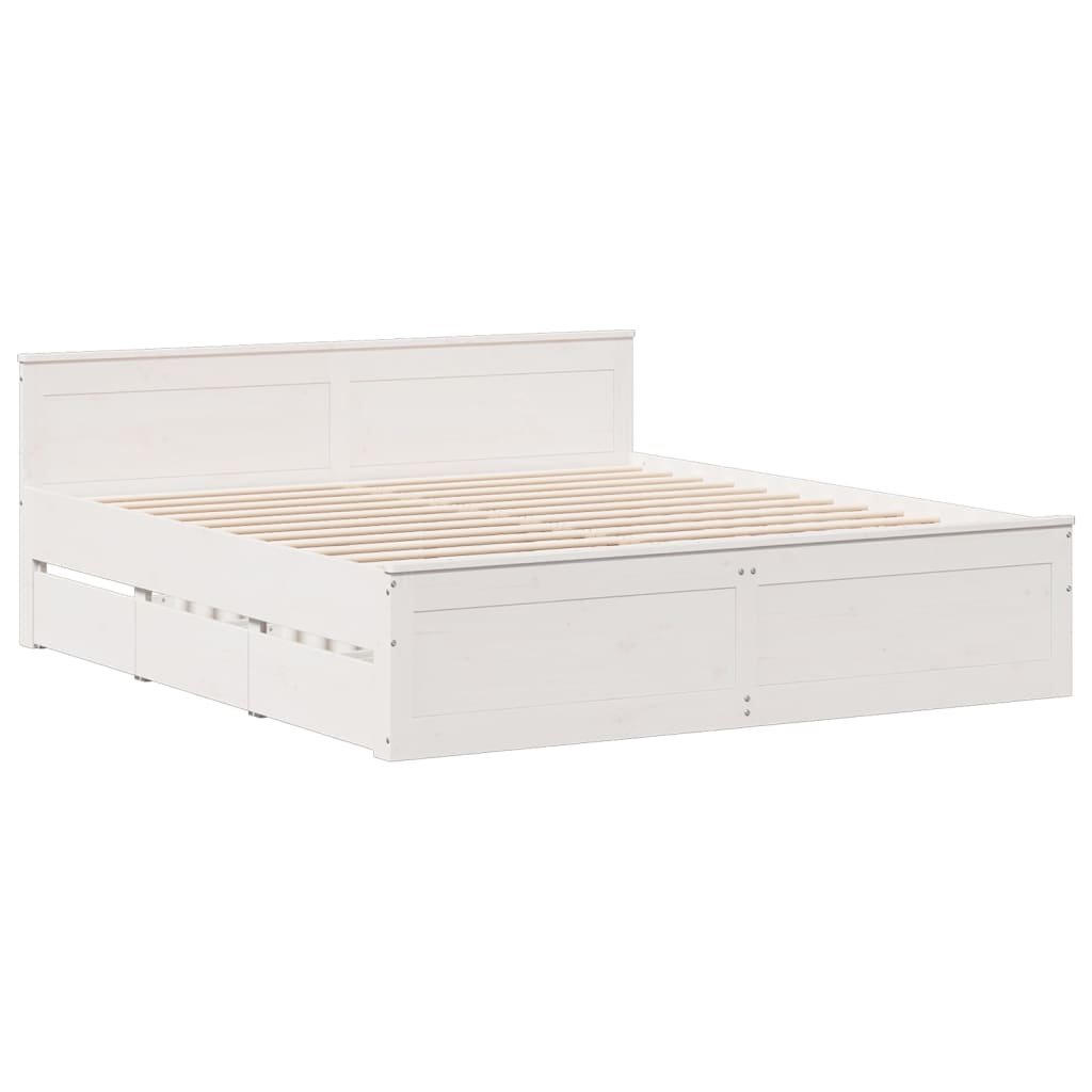 Letto Libreria senza Materasso Bianco 200x200 cm Legno di Pino