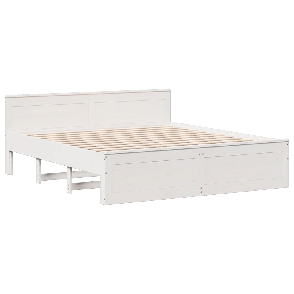 Letto Libreria senza Materasso Bianco 200x200 cm Legno di Pino