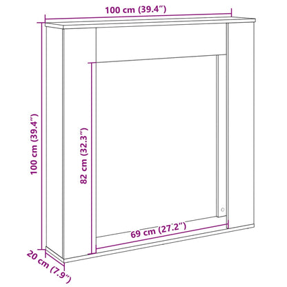 Cornice per Camino Grigio Cemento 100x20x100 cm in Truciolato