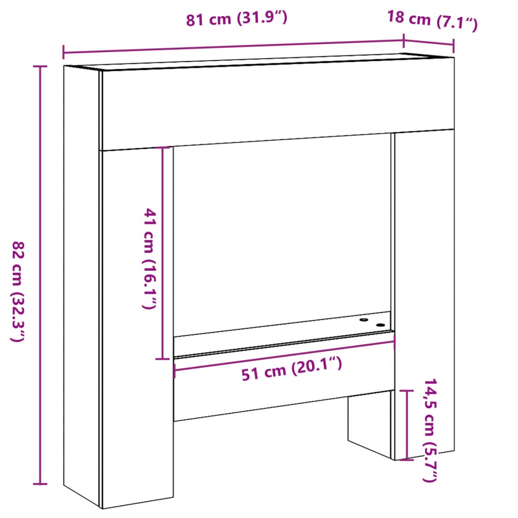 Cornice per Camino Grigio Sonoma 81x18x82 cm in Truciolato