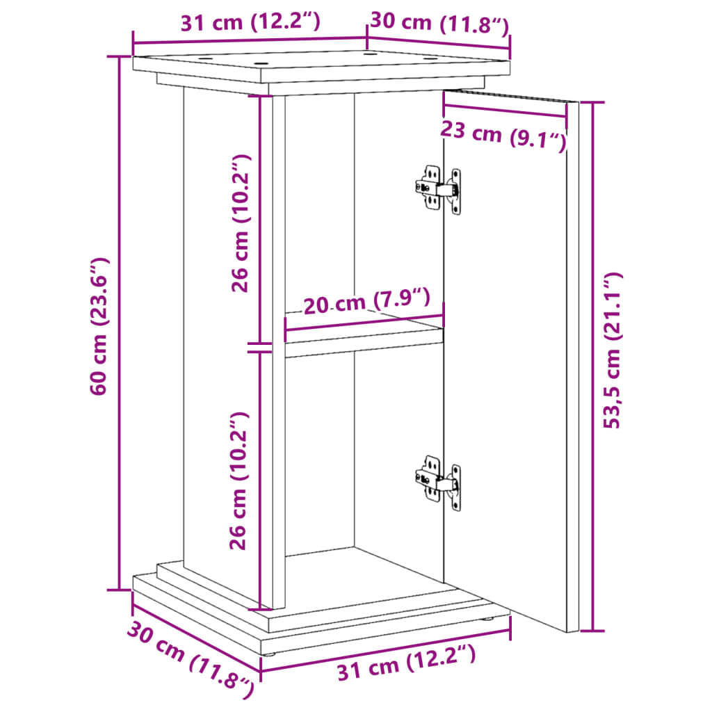 Espositore con Portaoggetti Rovere Fumo 31x30x60cm Truciolato - homemem39