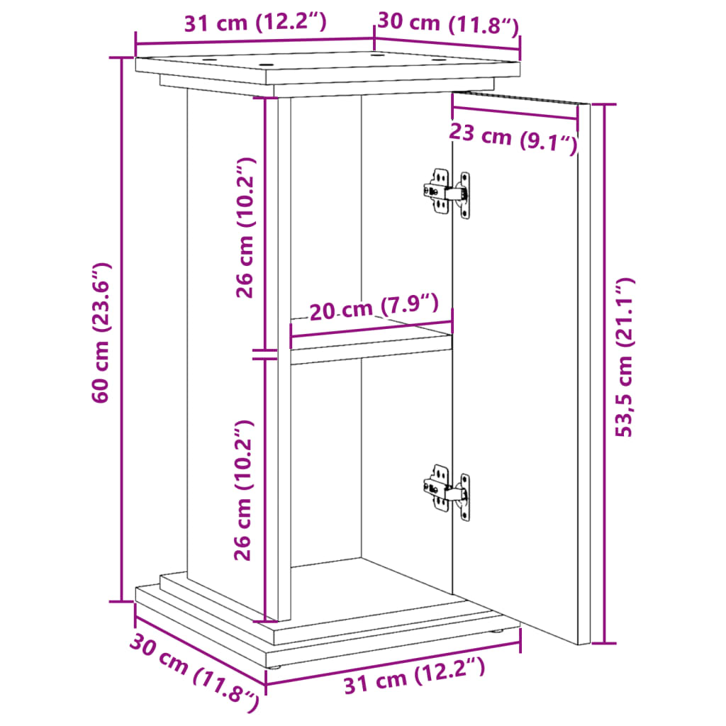 Espositore con Portaoggetti Legno Antico 31x30x60 cm Truciolato