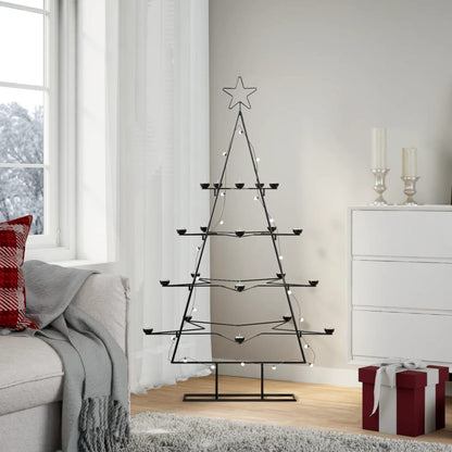 Albero di Natale Decorativo in Metallo Nero 140 cm