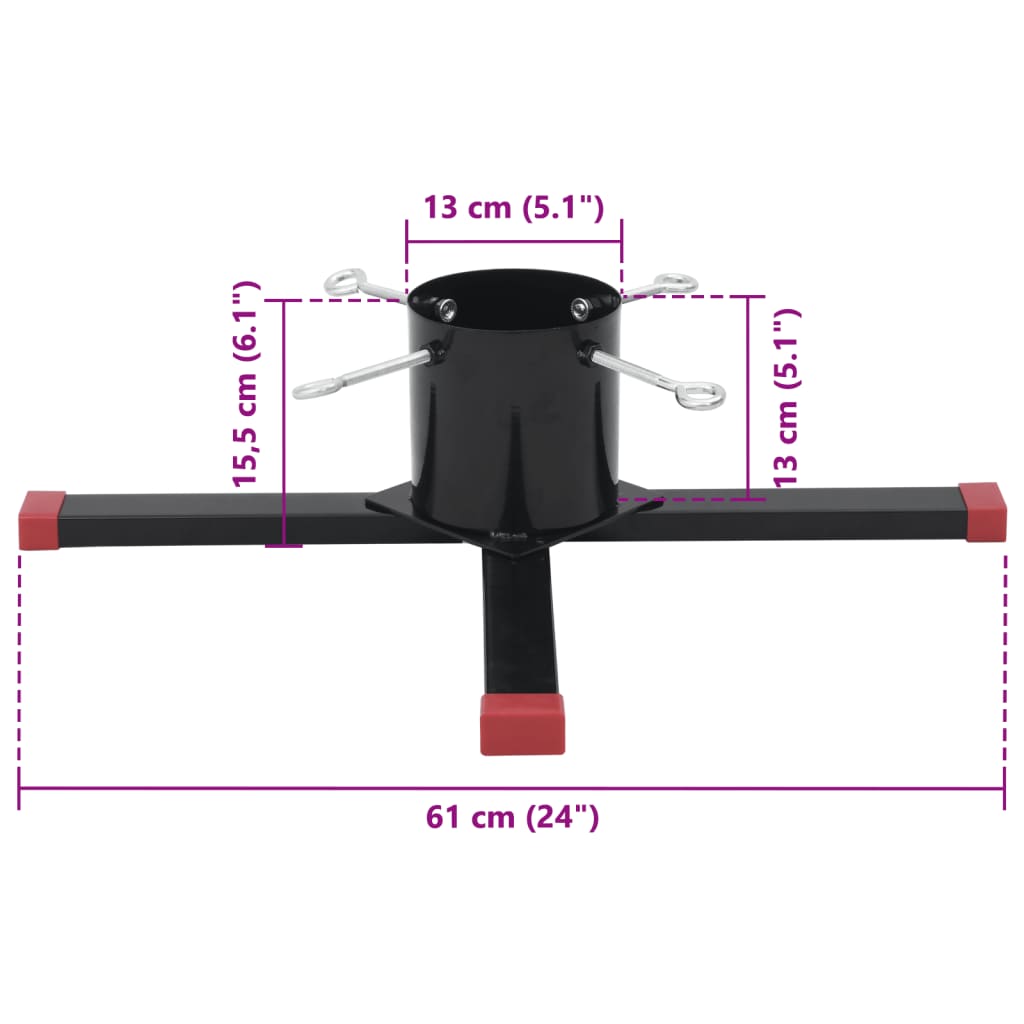 Supporto per Albero di Natale Nero 61x61x15,5 cm