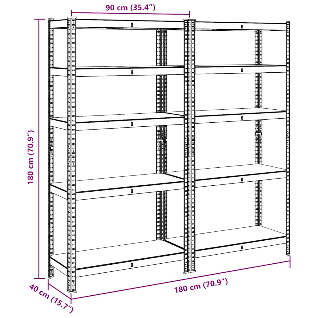 Mensole Portaoggetti 5 Strati 2pz Blu Acciaio Legno Multistrato - homemem39