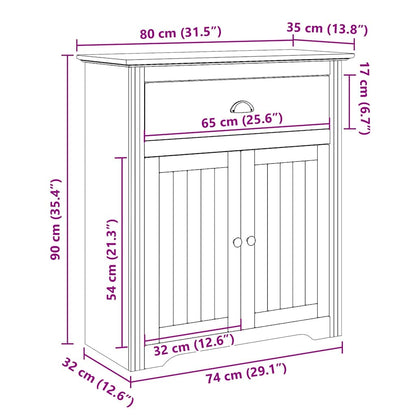 Armadio da Ingresso BODO Bianco e Marrone 80x35x90 cm