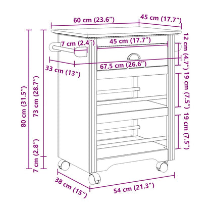 Carrello da Cucina BODO Bianco 67,5x45x80 cm