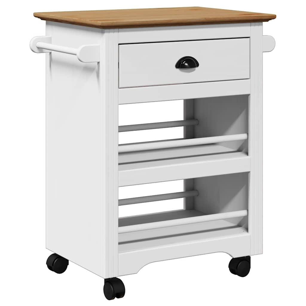 Carrello da Cucina BODO Bianco e Marrone 67,5x45x80 cm