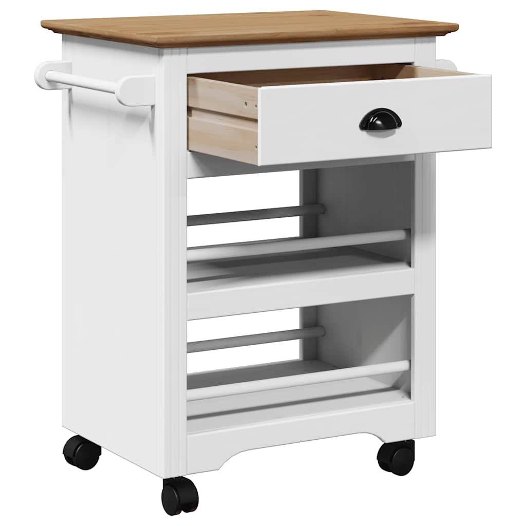 Carrello da Cucina BODO Bianco e Marrone 67,5x45x80 cm