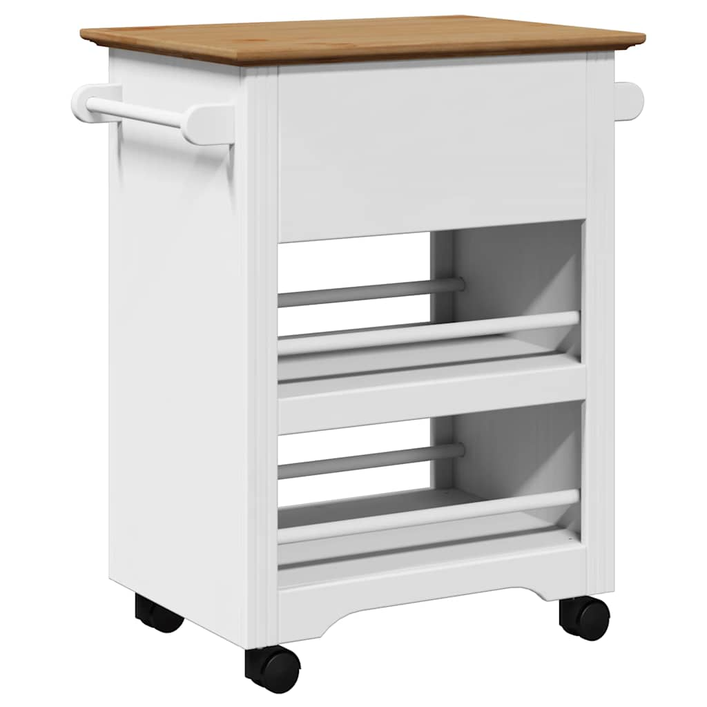 Carrello da Cucina BODO Bianco e Marrone 67,5x45x80 cm