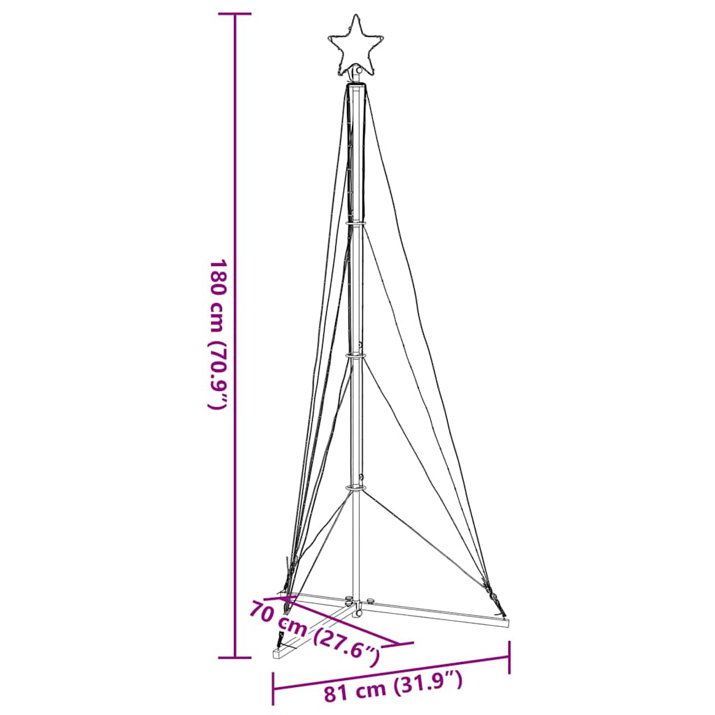 Albero di Natale a LED 363 LED Bianco Caldo 182 cm