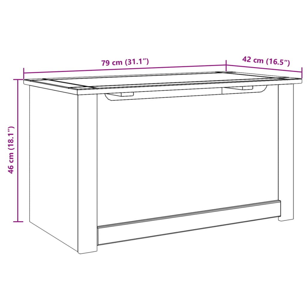 Cesta con Coperchio Panama 79x42x46 cm Legno Massello di Pino - homemem39