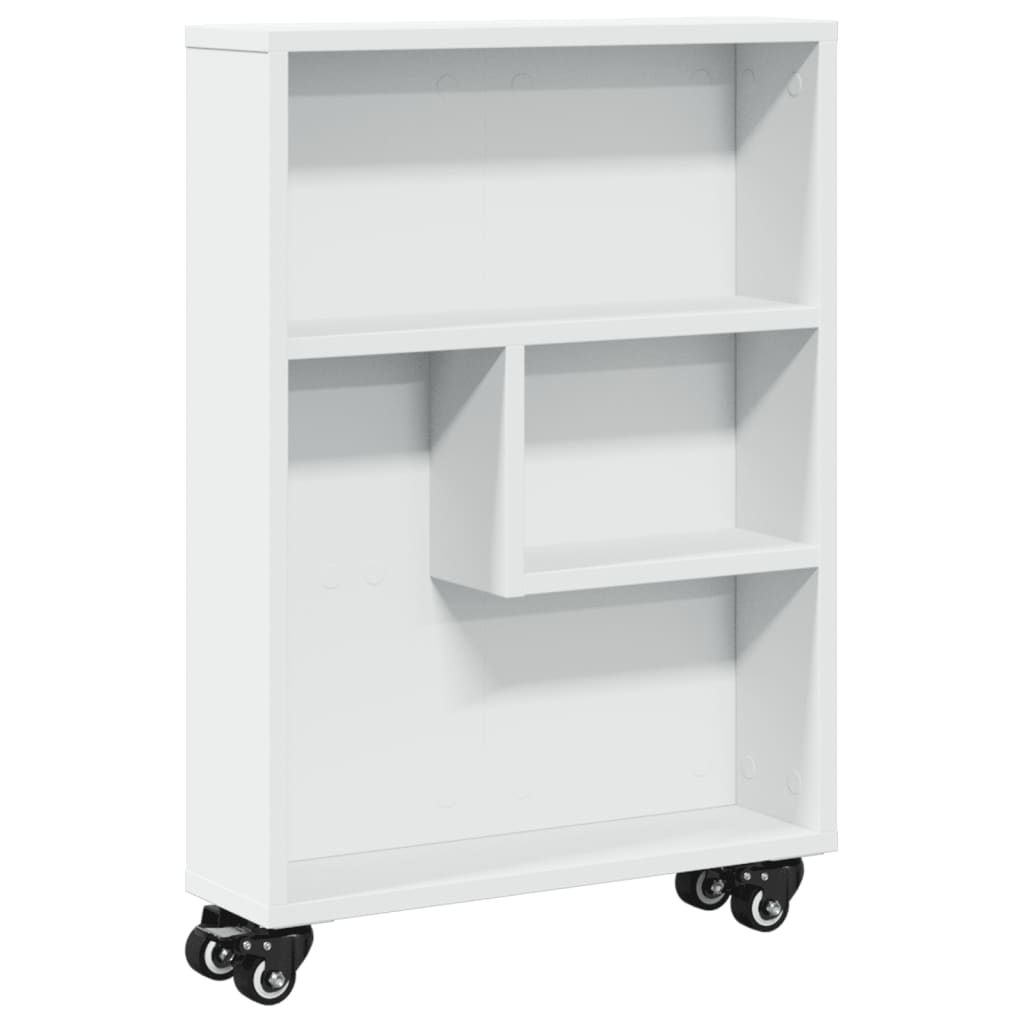 Carrello Portaoggetti Stretto Bianco 48x13x68 cm in Truciolato - homemem39