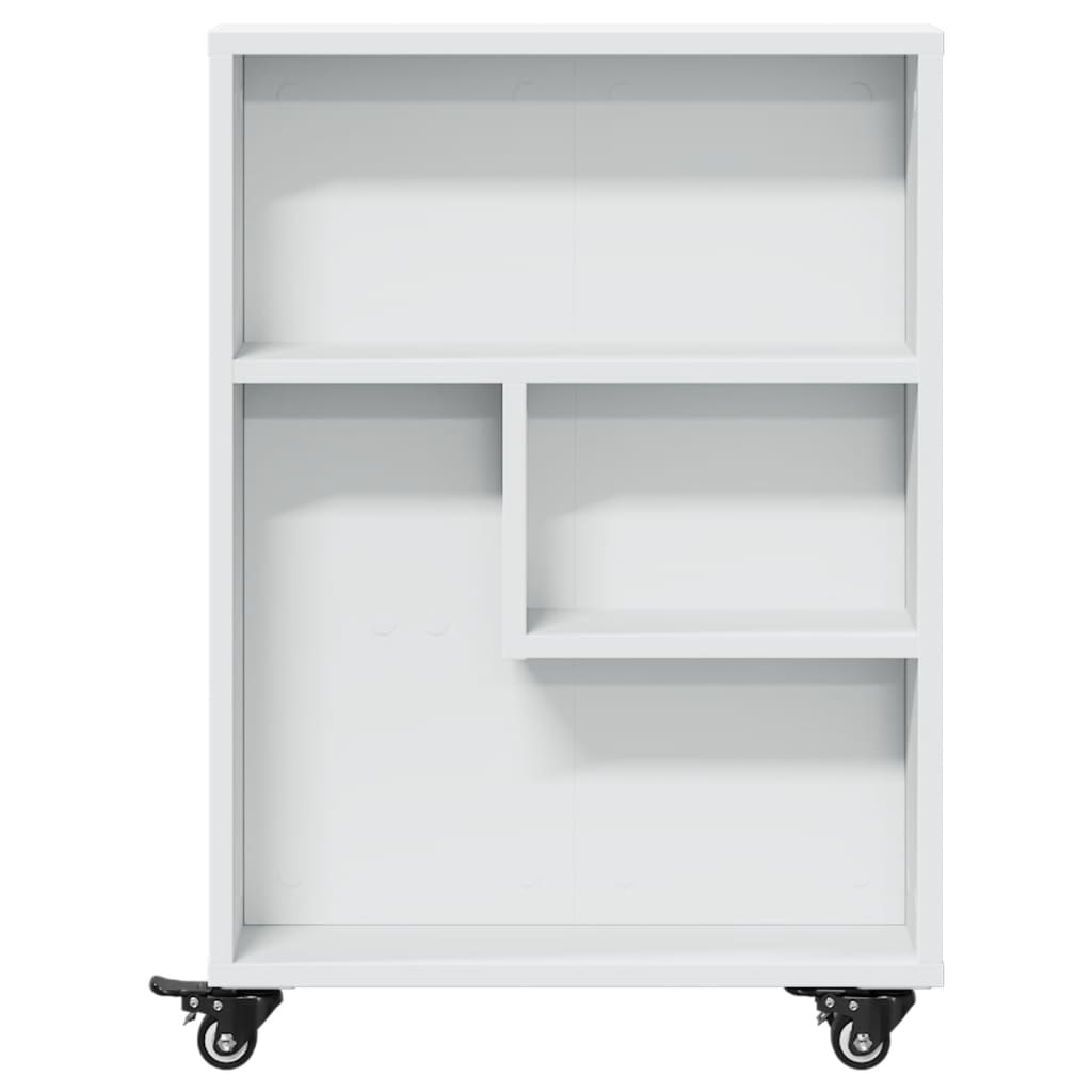 Carrello Portaoggetti Stretto Bianco 48x13x68 cm in Truciolato - homemem39