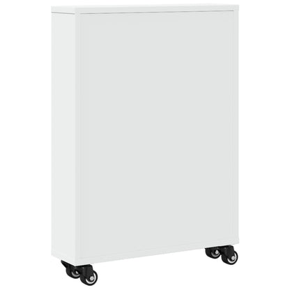 Carrello Portaoggetti Stretto Bianco 48x13x68 cm in Truciolato - homemem39