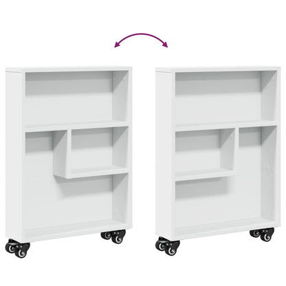 Carrello Portaoggetti Stretto Bianco 48x13x68 cm in Truciolato - homemem39