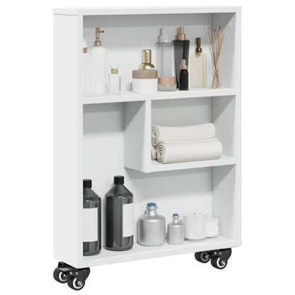 Carrello Portaoggetti Stretto Bianco 48x13x68 cm in Truciolato - homemem39