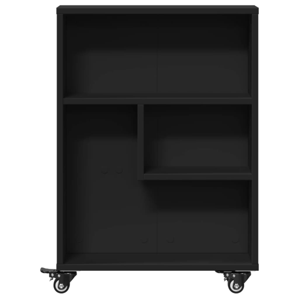 Carrello Portaoggetti Stretto Nero 48x13x68 cm in Truciolato - homemem39