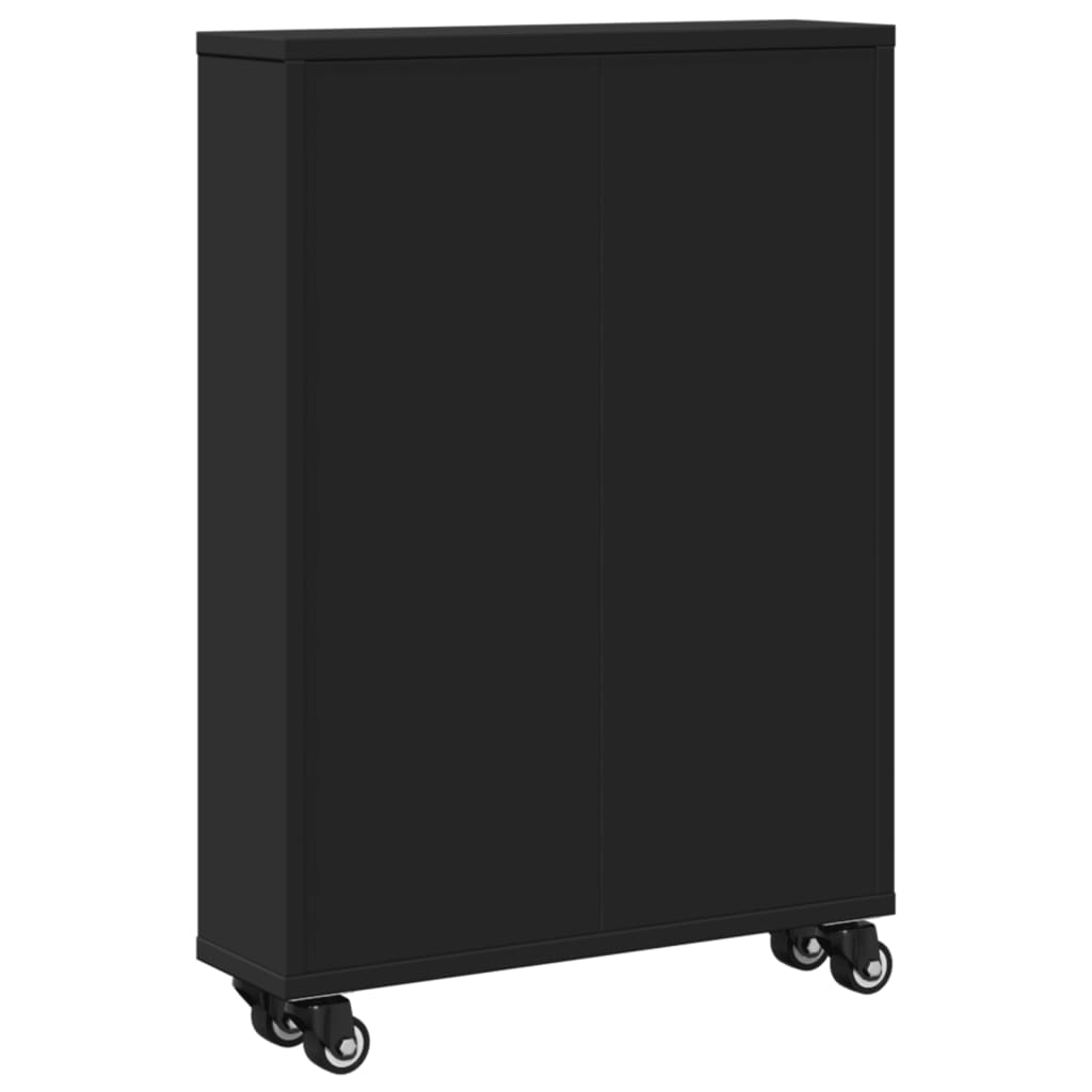 Carrello Portaoggetti Stretto Nero 48x13x68 cm in Truciolato