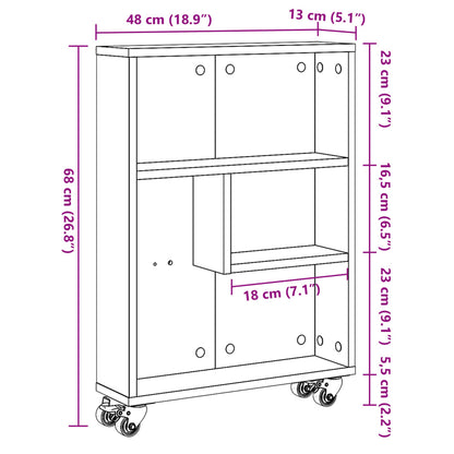 Carrello Stretto Rovere Sonoma 48x13x68 cm in Truciolato