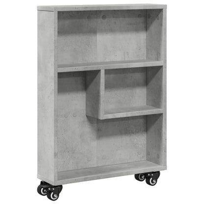 Carrello Stretto Grigio Cemento 48x13x68 cm in Truciolato