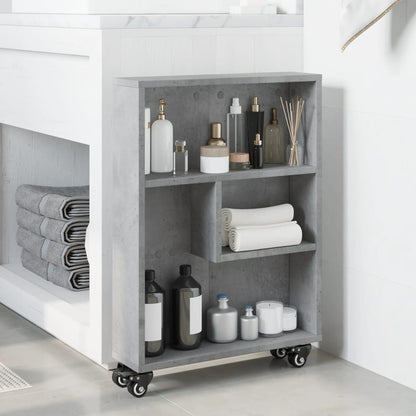 Carrello Stretto Grigio Cemento 48x13x68 cm in Truciolato