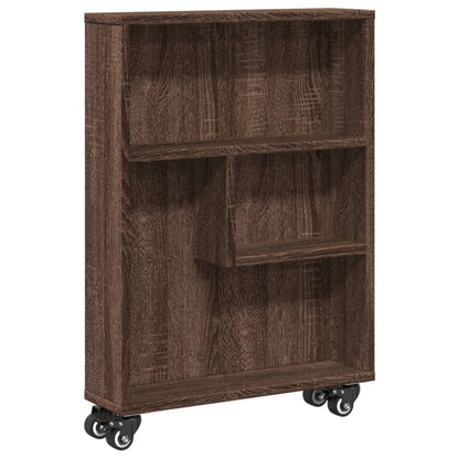 Carrello Stretto Marrone Rovere 48x13x68 cm in Truciolato - homemem39